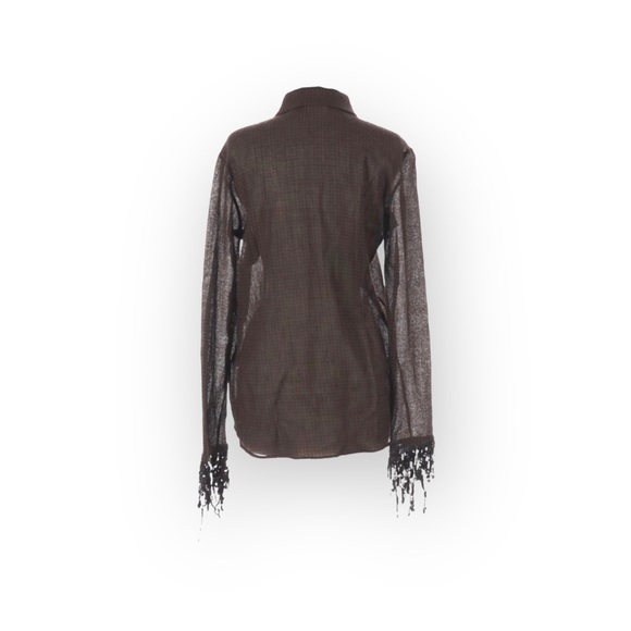 Luxury: Isa Arfen Ready To Wear ꧁ That 90'S Shirt Plaid Wool Sequins ꧂ Hot Choco - Picture 11 of 17